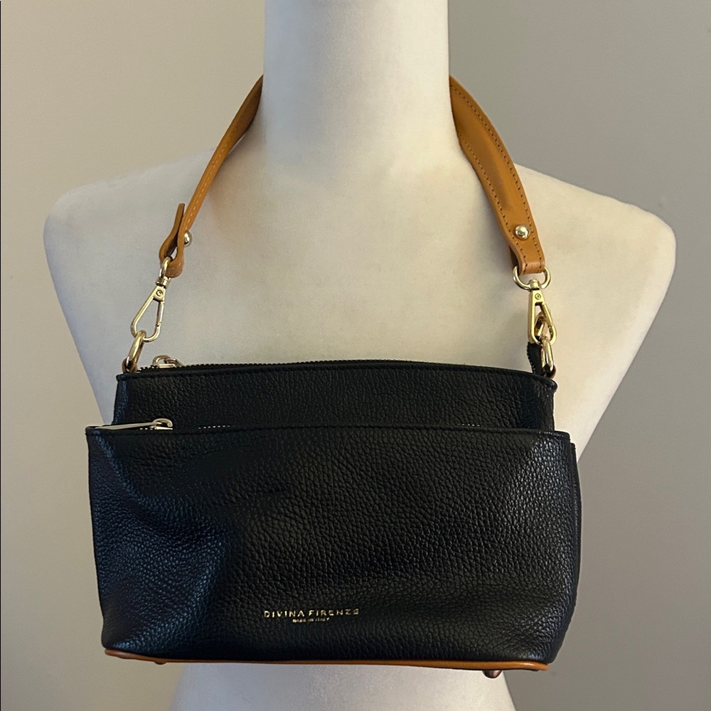 Divina Firenze Small Black Pebbled Italian Leather Purse